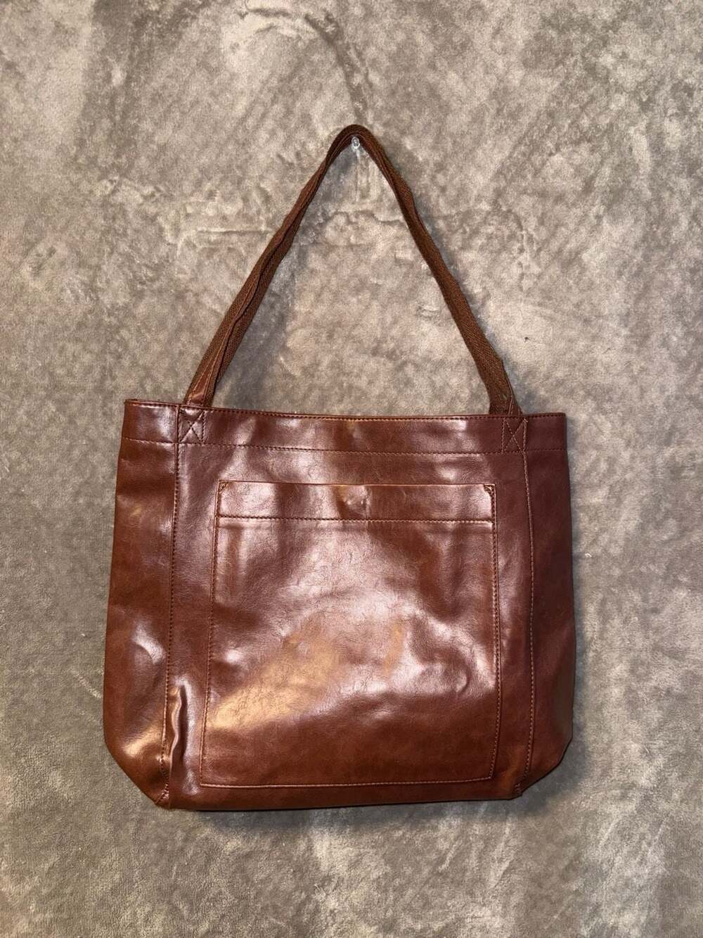 Vintage Style Oil-Wax PU Leather Shoulder Tote Bag